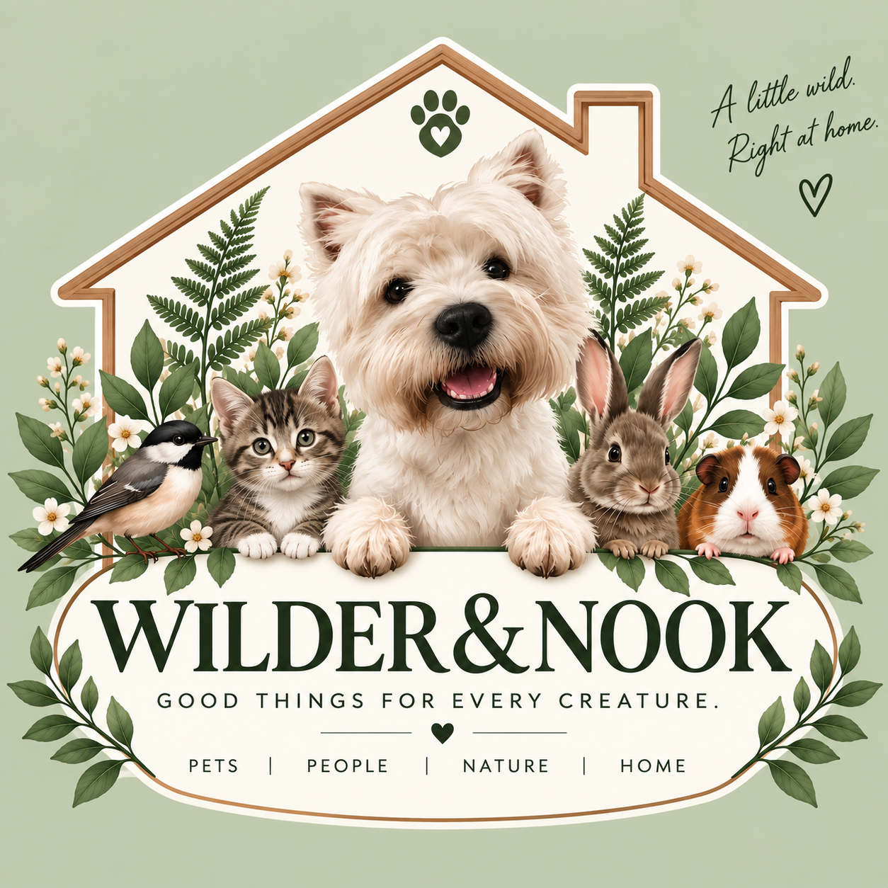 Wilder & Nook woodland pet logo